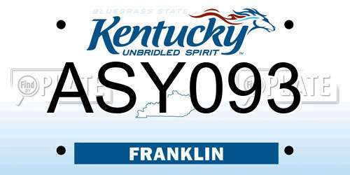 ASY093 Kentucky License Plate