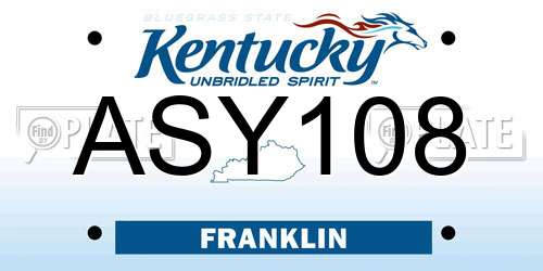 ASY108 Kentucky License Plate