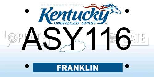 ASY116 Kentucky License Plate