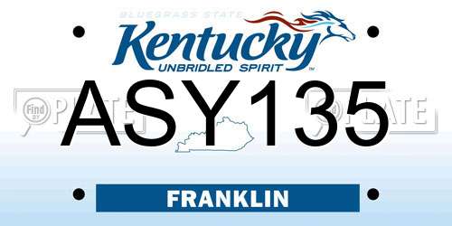 ASY135 Kentucky License Plate