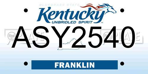 ASY2540 Kentucky License Plate