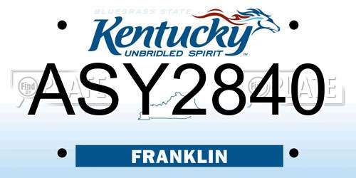 ASY2840 Kentucky License Plate