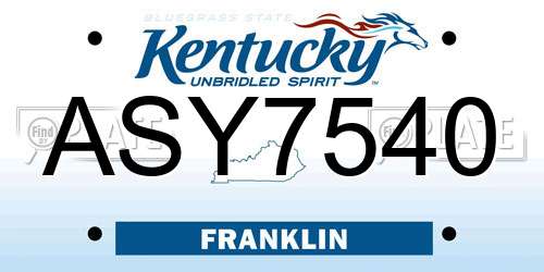 ASY7540 Kentucky License Plate