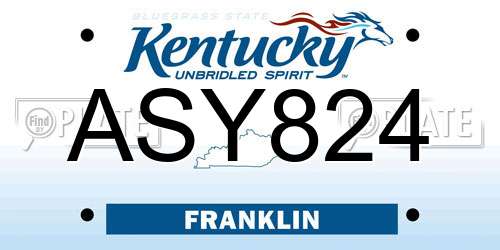 ASY824 Kentucky License Plate