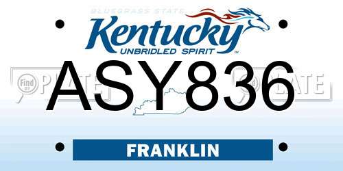 ASY836 Kentucky License Plate