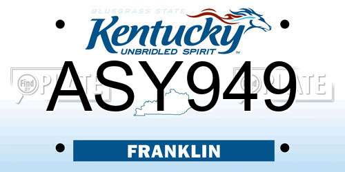 ASY949 Kentucky License Plate