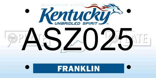 ASZ025 Kentucky License Plate