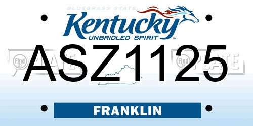 ASZ1125 Kentucky License Plate