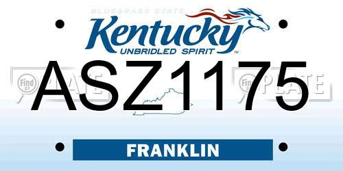 ASZ1175 Kentucky License Plate