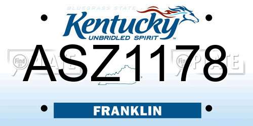 ASZ1178 Kentucky License Plate