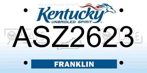 ASZ2623 Kentucky License Plate