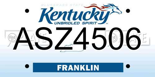 ASZ4506 Kentucky License Plate