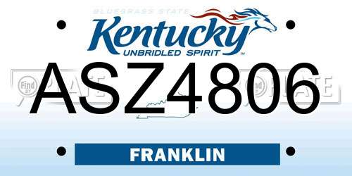 ASZ4806 Kentucky License Plate