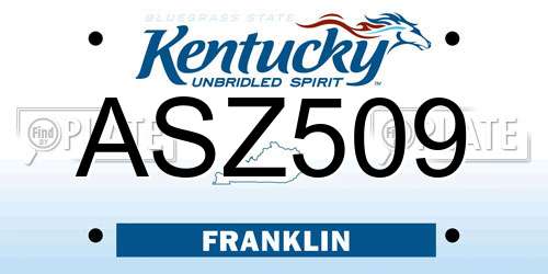 ASZ509 Kentucky License Plate