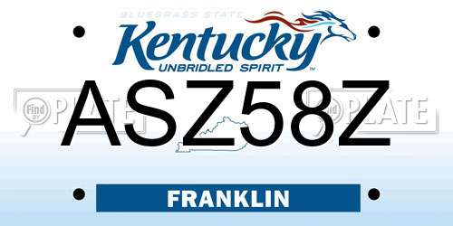 ASZ58Z Kentucky License Plate