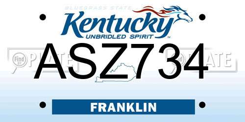 ASZ734 Kentucky License Plate