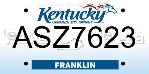 ASZ7623 Kentucky License Plate