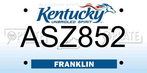 ASZ852 Kentucky License Plate