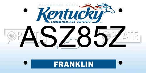 ASZ85Z Kentucky License Plate