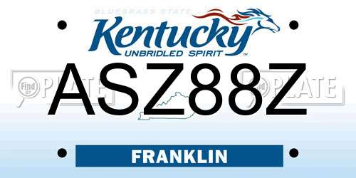 ASZ88Z Kentucky License Plate