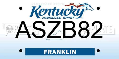 ASZB82 Kentucky License Plate