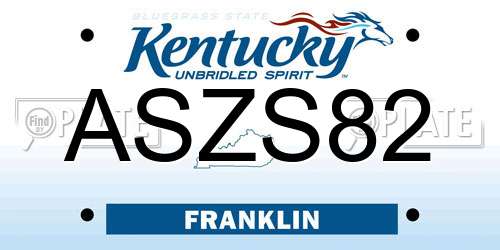ASZS82 Kentucky License Plate