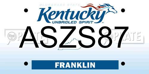 ASZS87 Kentucky License Plate