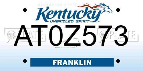 AT0Z573 Kentucky License Plate