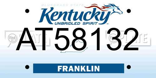 AT58132 Kentucky License Plate