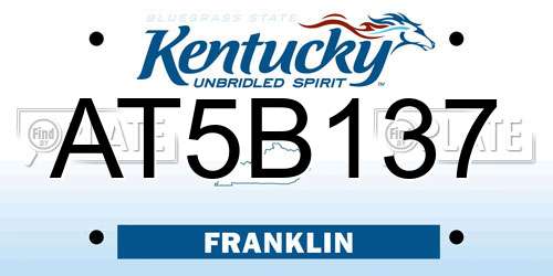 AT5B137 Kentucky License Plate