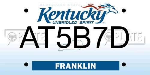 AT5B7D Kentucky License Plate