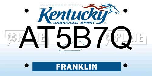 AT5B7Q Kentucky License Plate