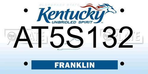 AT5S132 Kentucky License Plate