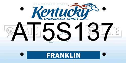AT5S137 Kentucky License Plate