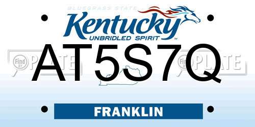 AT5S7Q Kentucky License Plate