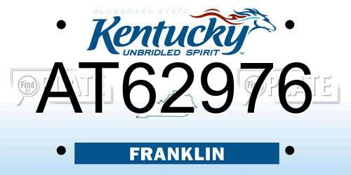 AT62976 Kentucky License Plate