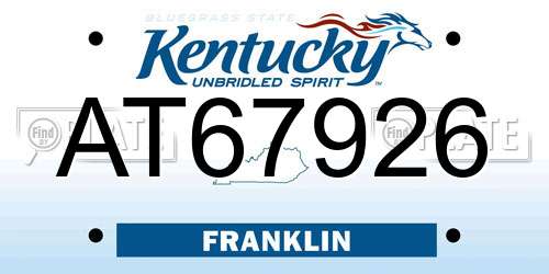 AT67926 Kentucky License Plate