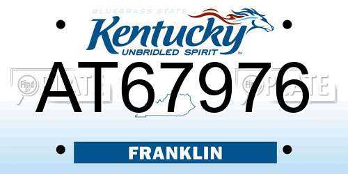 AT67976 Kentucky License Plate