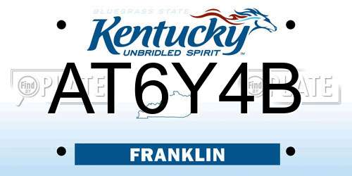 AT6Y4B Kentucky License Plate