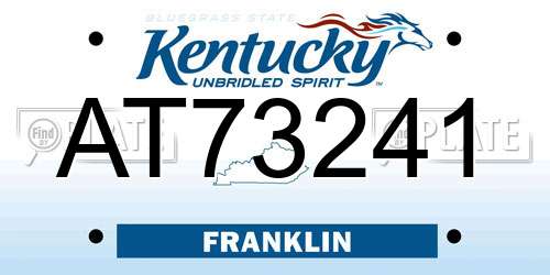 AT73241 Kentucky License Plate