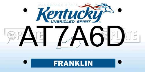 AT7A6D Kentucky License Plate