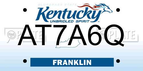AT7A6Q Kentucky License Plate