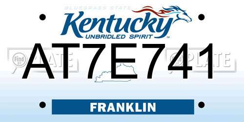 AT7E741 Kentucky License Plate