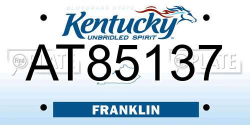 AT85137 Kentucky License Plate