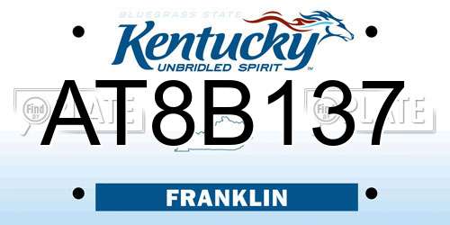 AT8B137 Kentucky License Plate