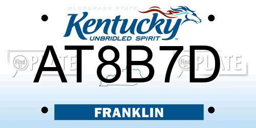 AT8B7D Kentucky License Plate