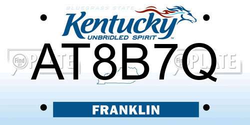 AT8B7Q Kentucky License Plate