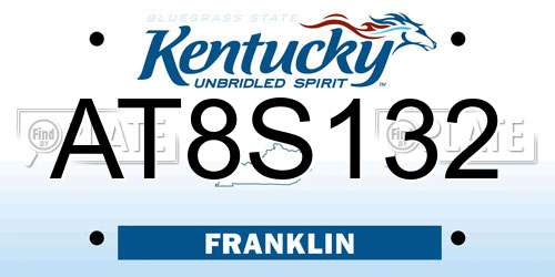 AT8S132 Kentucky License Plate