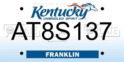 AT8S137 Kentucky License Plate