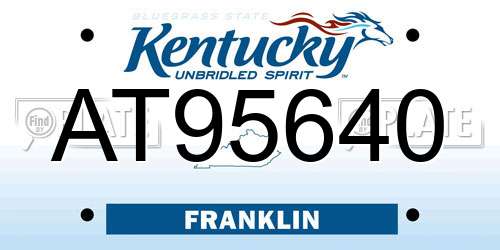AT95640 Kentucky License Plate